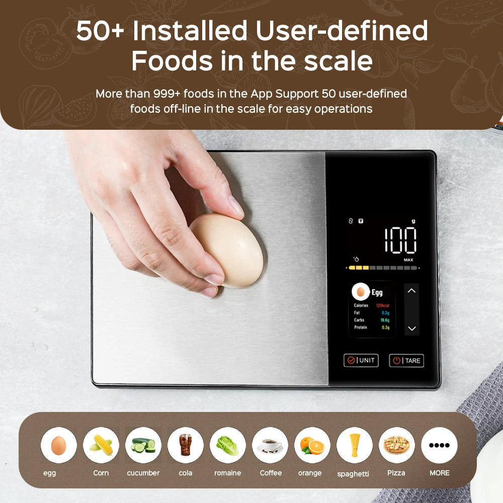 Royeva Smart Digital Kitchen Scale-Stainless Steel Food Weight Scale With Nutrition Tracking