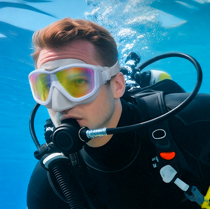 Royelle Panoramic Scuba Diving Mask-Anti Fog Snorkeling Goggles White
