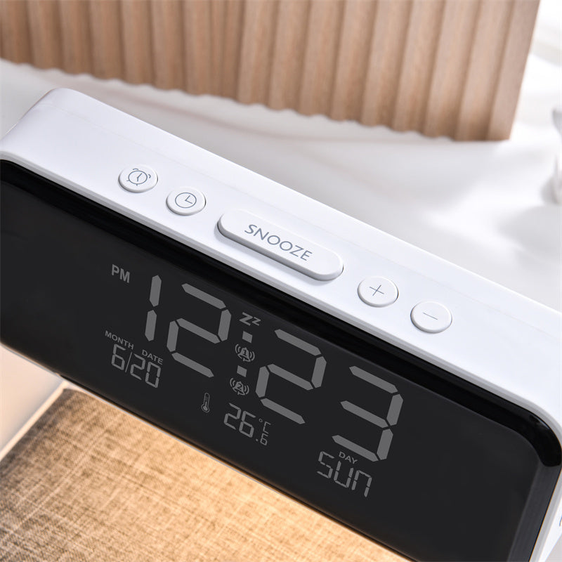 Royeva Wireless Charging Station With Bedside Lamp And Alarm Clock