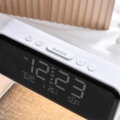 Royeva Wireless Charging Station With Bedside Lamp And Alarm Clock