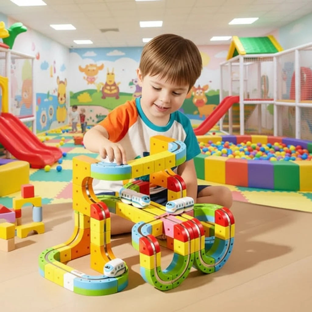 3D Railway Construction Kit | Modular STEM Building Set with Rechargeable Train 1