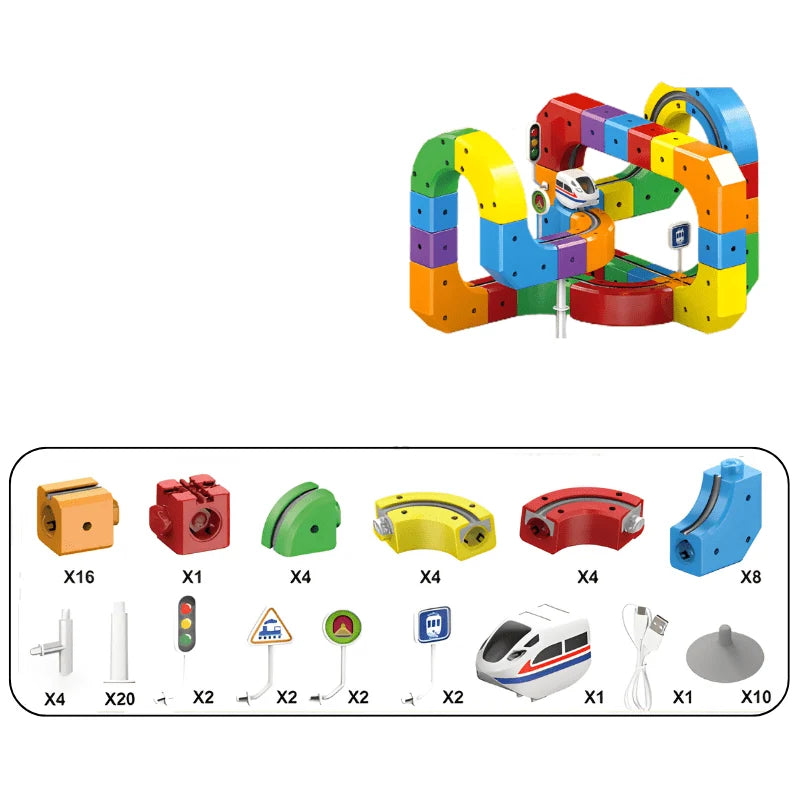 3D Railway Construction Kit | Modular STEM Building Set with Rechargeable Train 9