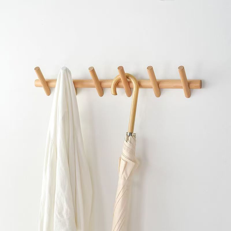 Royelle Oak Wall Mounted Coat Rack with 5 Hooks for Entryway Organization