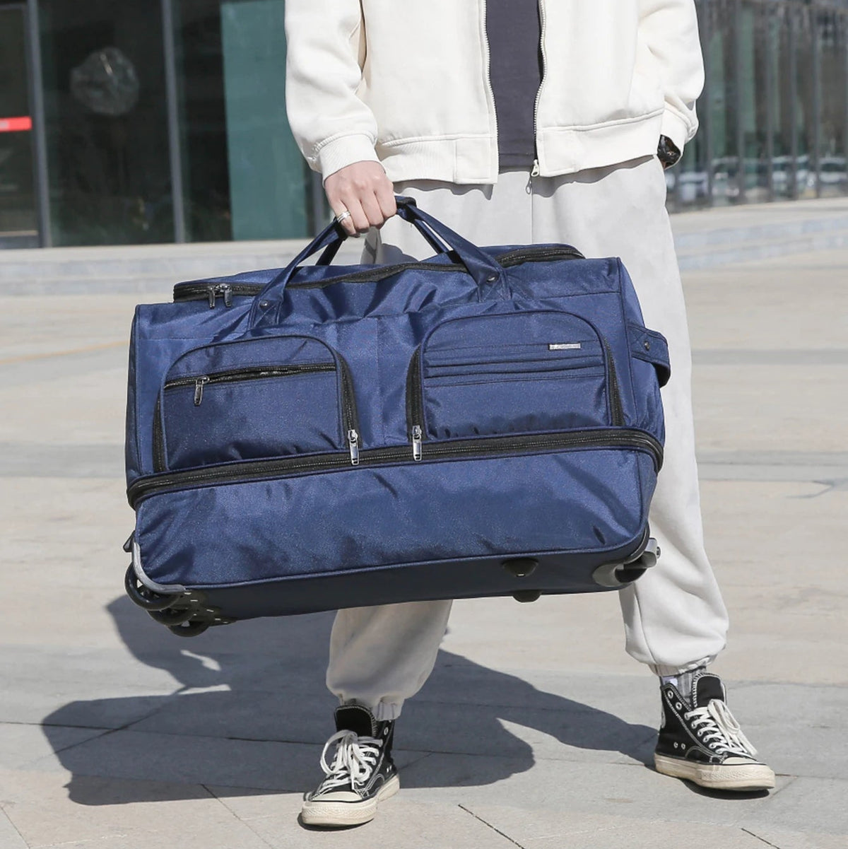 Royelle Waterproof Rolling Travel Duffel Bag With Wheels For Men And Women