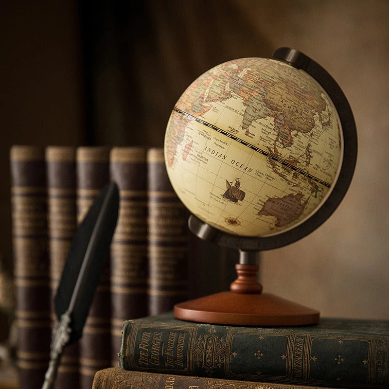 Novara Vintage World Globe with Stand - Decorative Antique Desk Globe