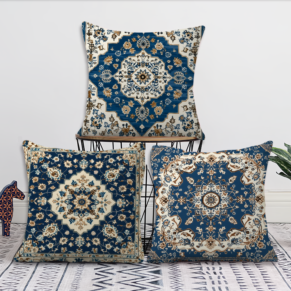 Novara Baroque Bohemian Throw Pillow Covers - 4-Piece Decorative Accent Set