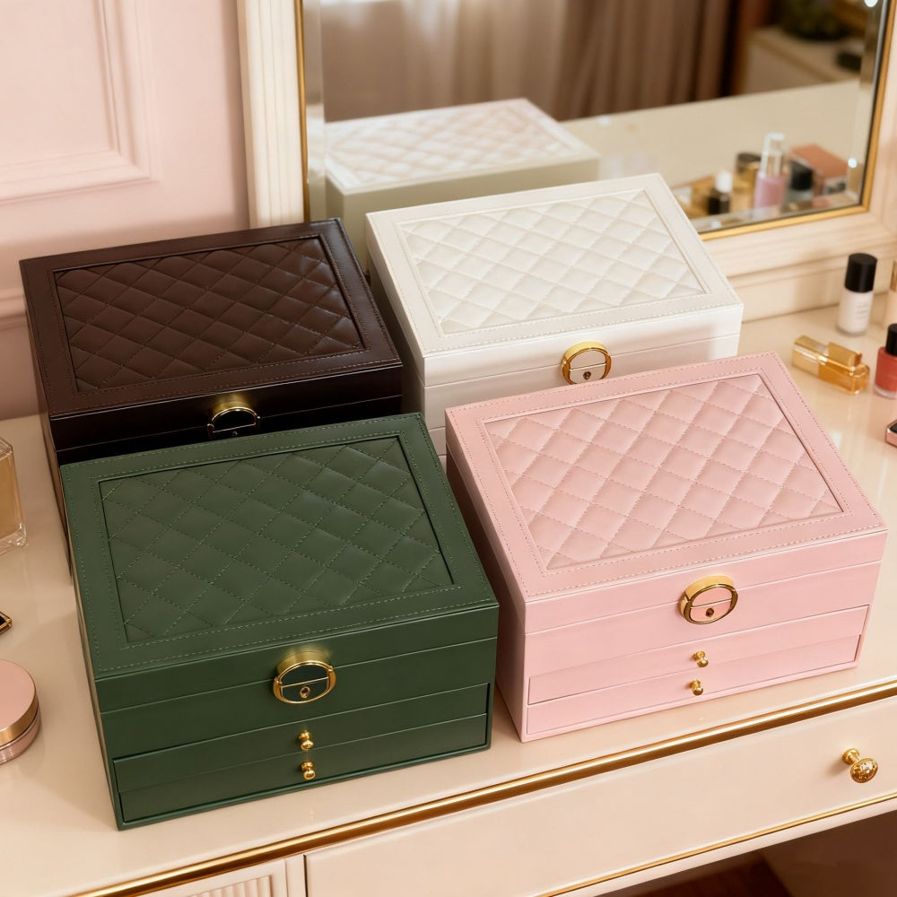 Luxoria Multilayer Leather Jewelry Box for Women - Elegant Jewelry Organizer