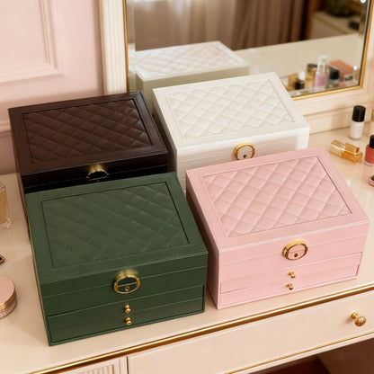 Luxoria Multilayer Leather Jewelry Box for Women - Elegant Jewelry Organizer