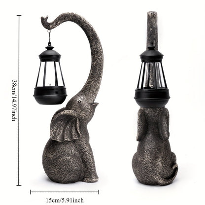 Royeva Solar Elephant Garden Statue Light-Outdoor LED Lantern Decor