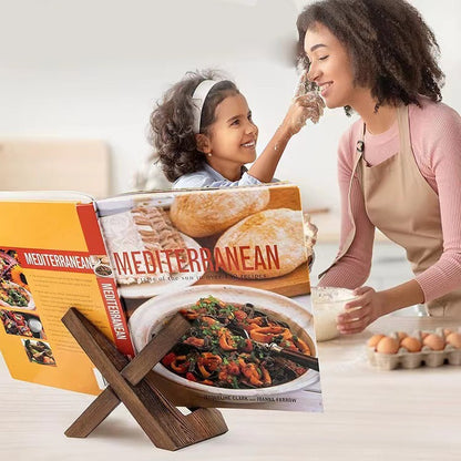 Royeva Adjustable Wooden Cookbook Stand for Kitchen Counter & Tablet Display