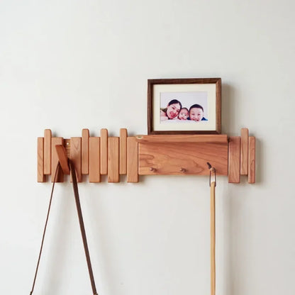 Royora Solid Wood Wall Mounted Coat Rack with Shelf & 4 Hooks for Entryway Organization
