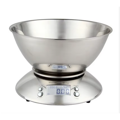 Royora Digital Kitchen Scale With Stainless Steel Bowl And Timer