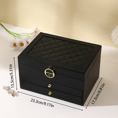 Novara Multi-Layer Leather Jewelry Box for Rings, Necklaces, Bracelets & Earrings Storage