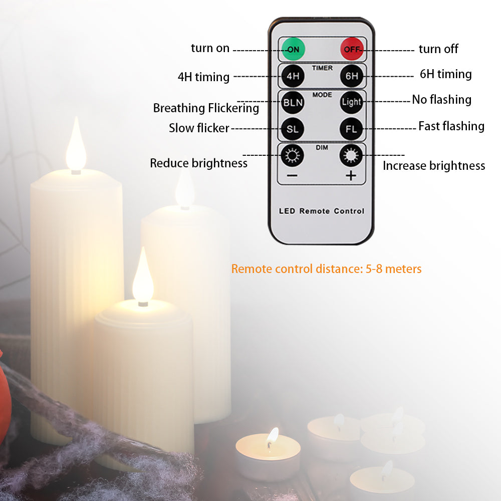 Novara LED Flameless Pillar Candles-Flickering Rechargeable Wax Candle Set