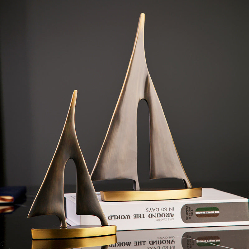 Royeva Gold Sailboat Sculpture-Modern Coastal Table Decor