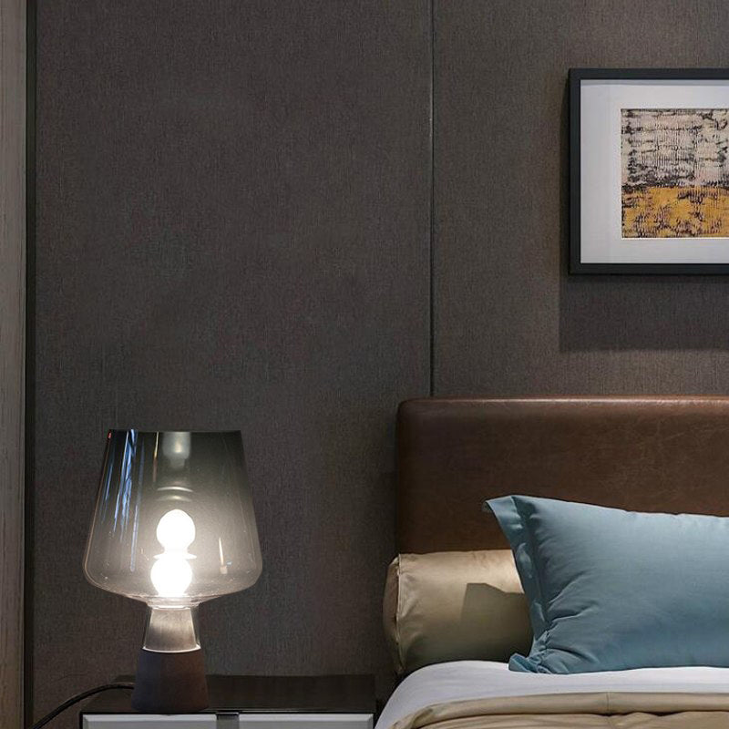Novara Industrial Concrete Table Lamp With Glass Shade