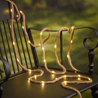 Royeva Solar Hemp Rope Fairy Lights-Outdoor Garden Decor