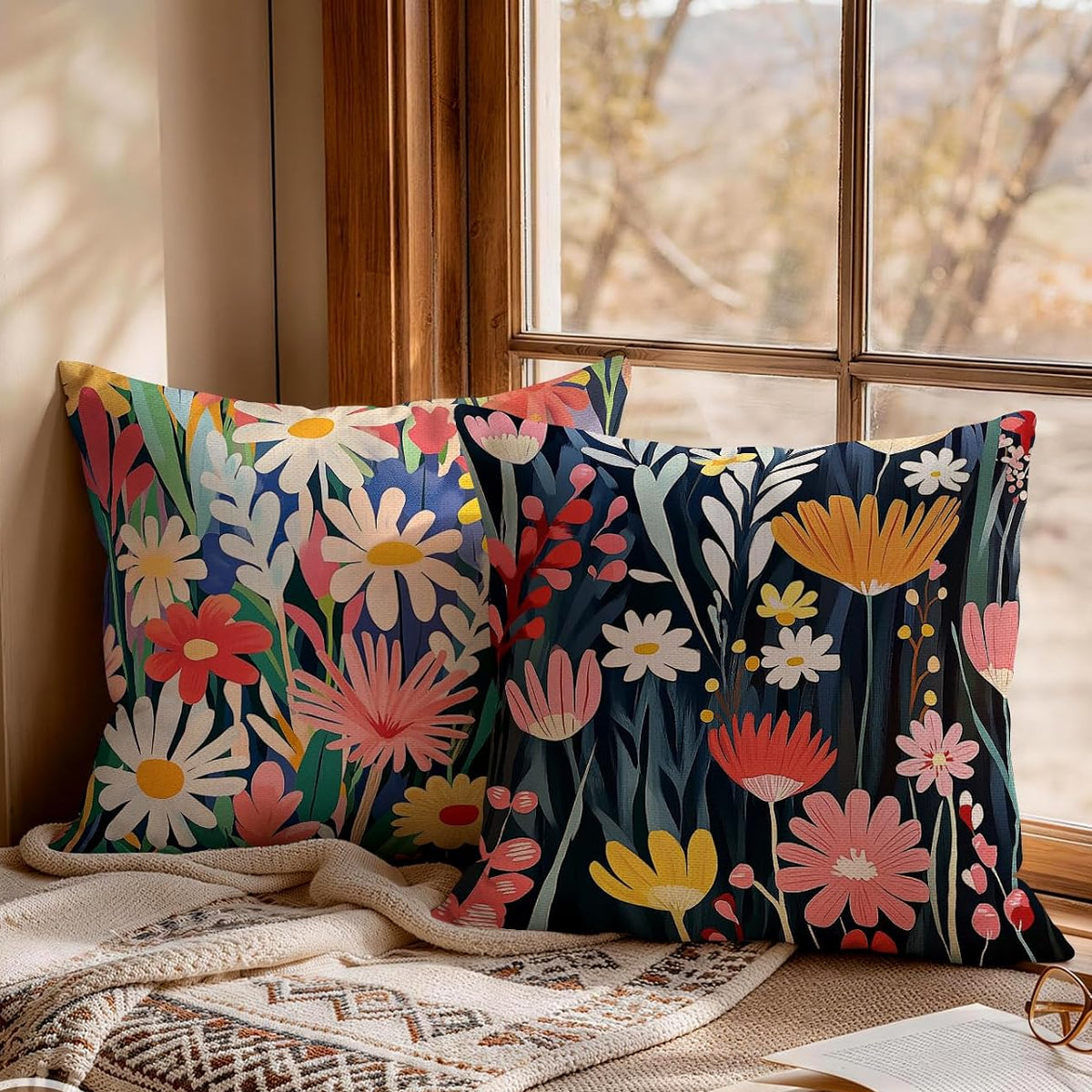 Novara Square Decorative Throw Pillow Covers - Set of 4 Textured Cushion Cases
