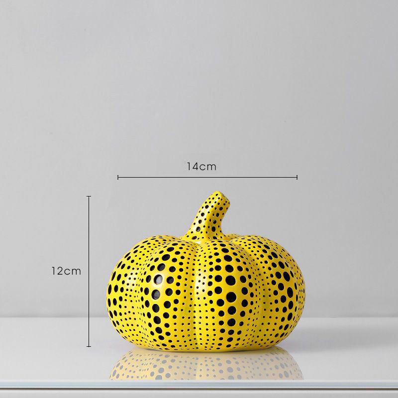 Royora Modern Yellow Polka Dot Pumpkin Sculpture - Abstract Art Home Decor