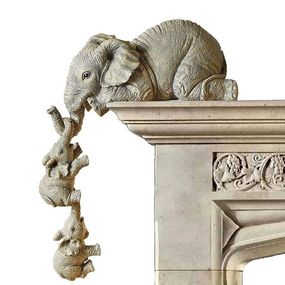Novara Hanging Elephant Family Shelf Decor-Resin Figurine Set of 3