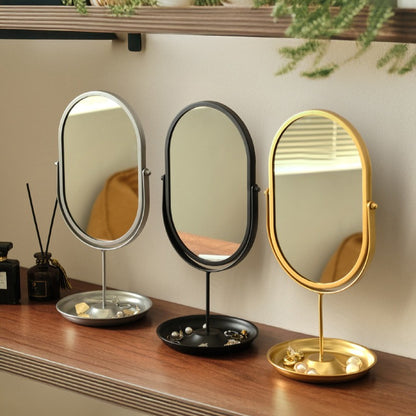 Royelle 360 Degree Rotating Oval Makeup Vanity Mirror with Metal Desktop Stand