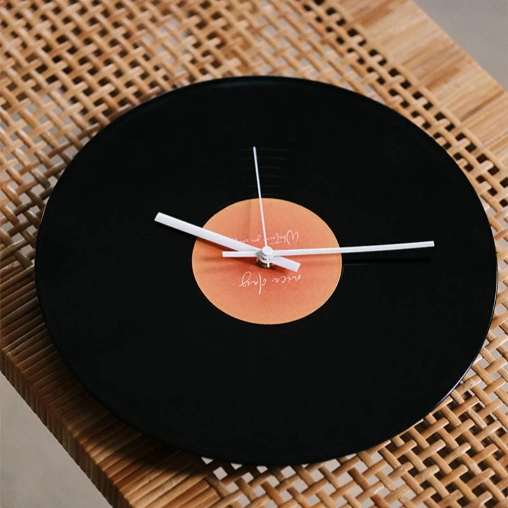 Novara Vintage Vinyl Record Clock with Stand - Aesthetic Desk & Wall Art for Music Lovers