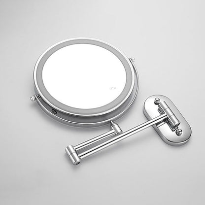 Royeva Rechargeable LED Wall-Mounted Makeup Mirror with Magnification, Chrome Finish