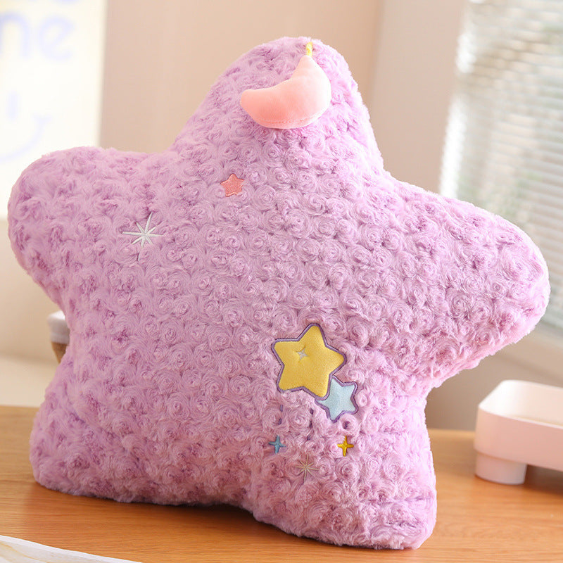 Royora Yellow Star Throw Pillow with Embroidered Stars - Soft Plush Decor