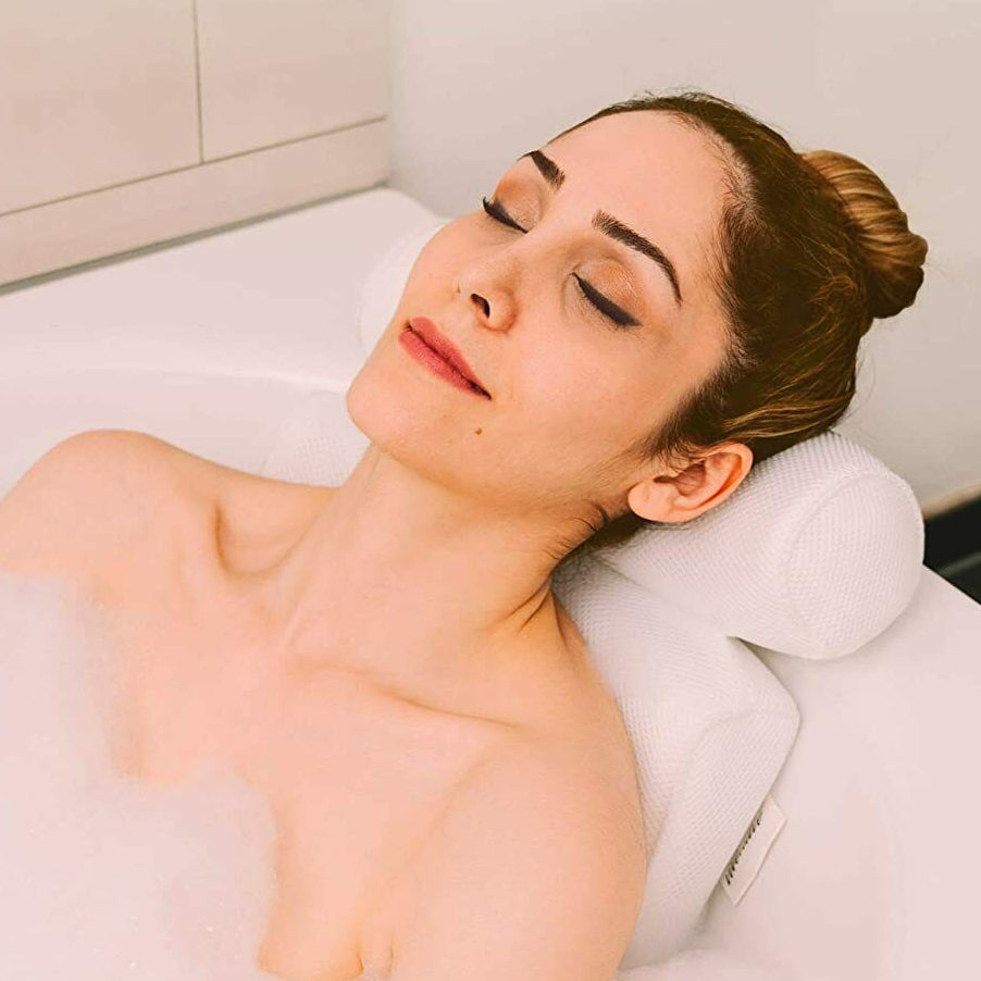 Royeva Spa Bath Pillow Ergonomic Headrest Double-Padded Non-Slip Neck & Back Support