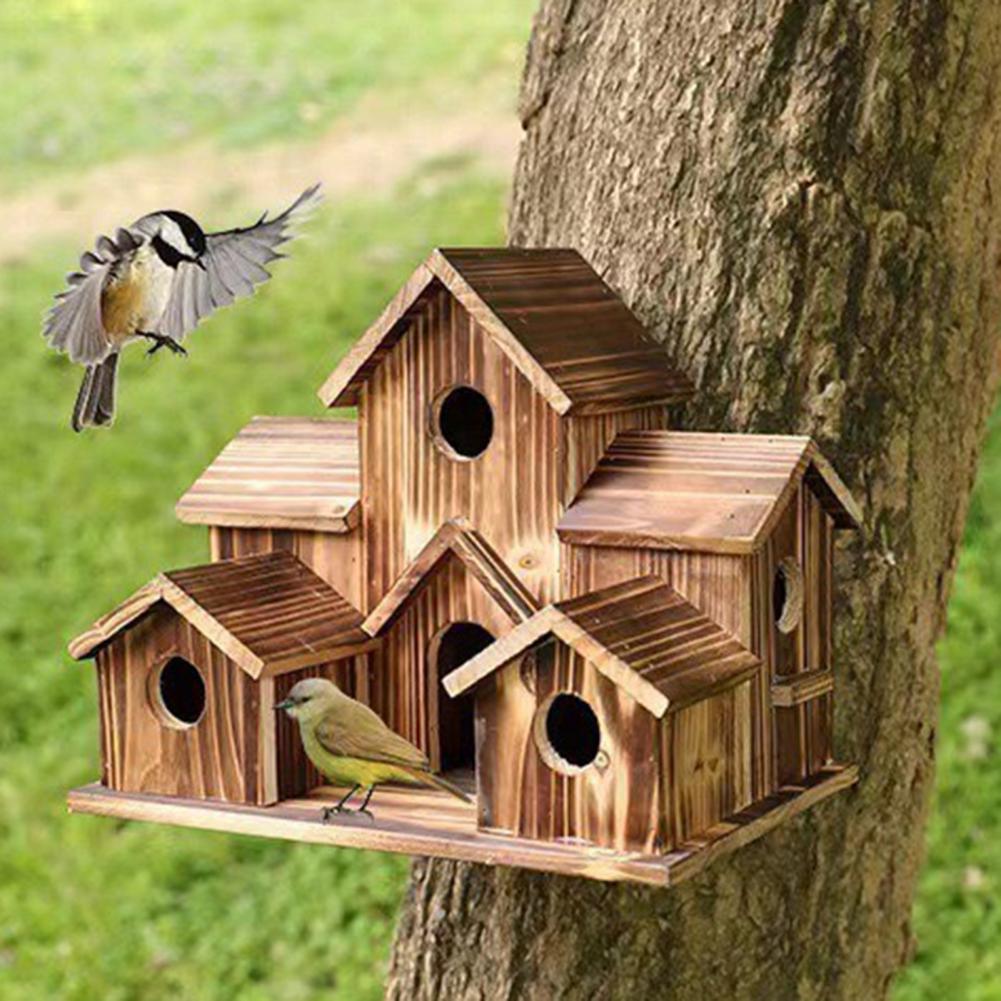 Royelle Wooden Birdhouse-6 Compartment Hanging Garden Nesting Box