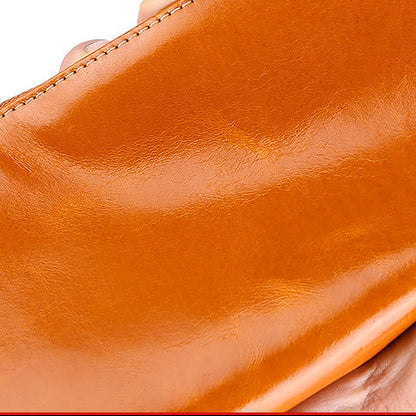 Royelle Genuine Leather Trifold Wallet For Women-Vintage Oil Wax Clutch Purse Brown