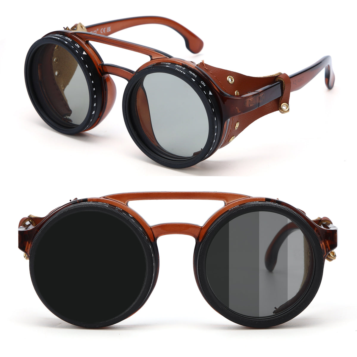 Royeva Vintage Round Steampunk Polarized Sunglasses-UV400 Driving Eyewear