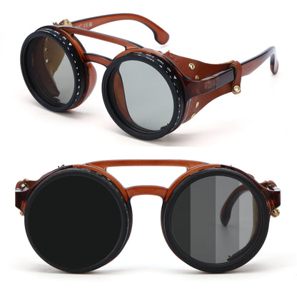 Royeva Vintage Round Steampunk Polarized Sunglasses-UV400 Driving Eyewear