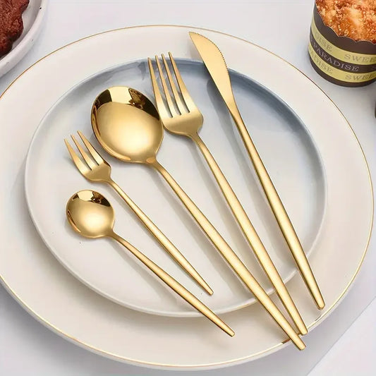 Royelle Modern Stainless Steel Flatware Cutlery Set-Minimalist Kitchen Tableware