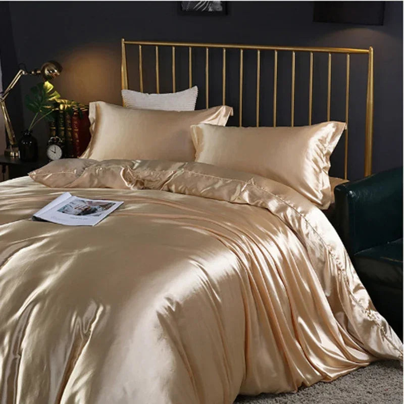 Novara 4-Piece Cooling Silk Bedding Set for Comfortable Bedroom Decor