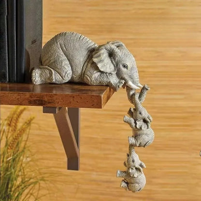 Novara Hanging Elephant Family Shelf Decor-Resin Figurine Set of 3