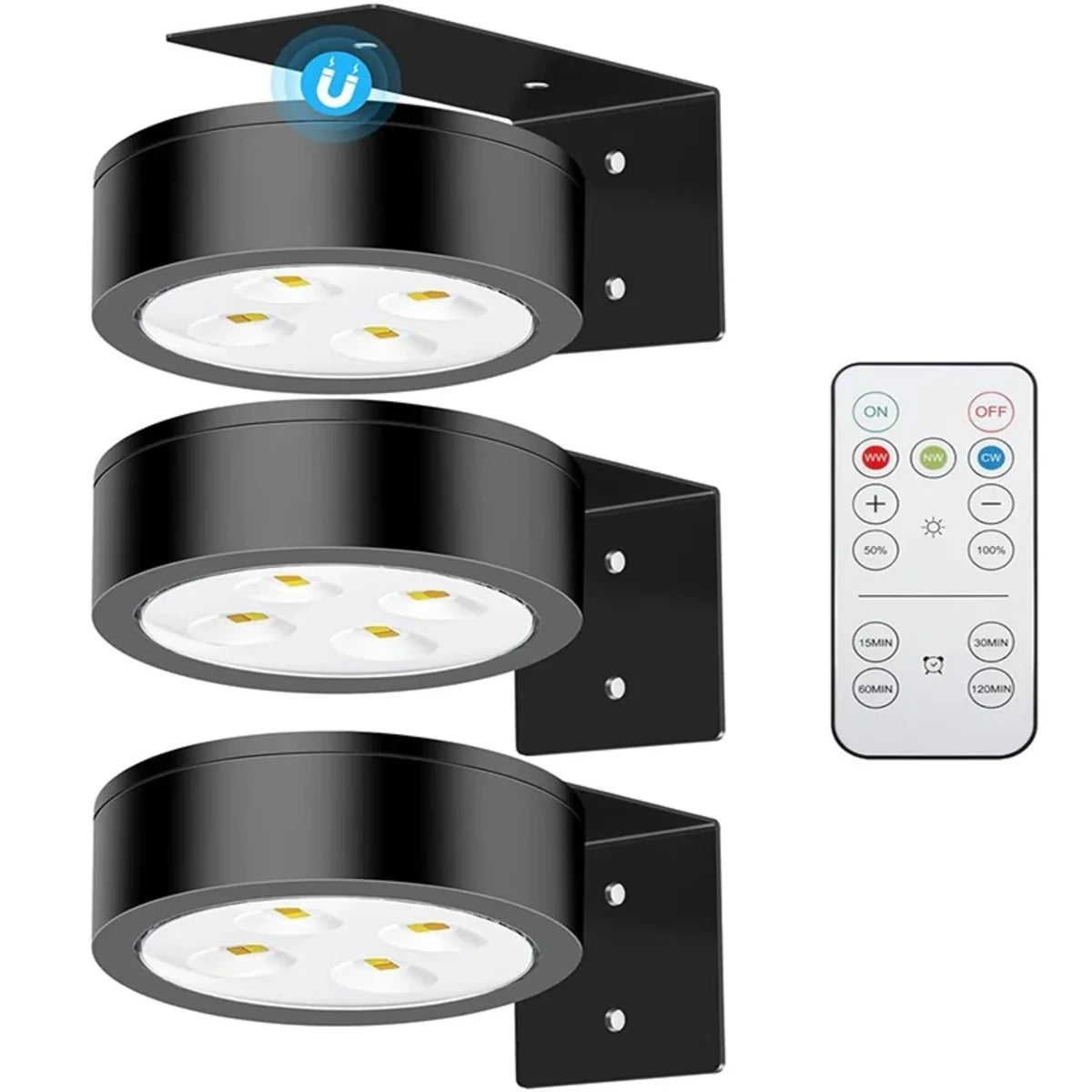 3/6PCS Magnetic LED Picture Lights with Remote Dimmable Timer & 3 Lighting Modes 0