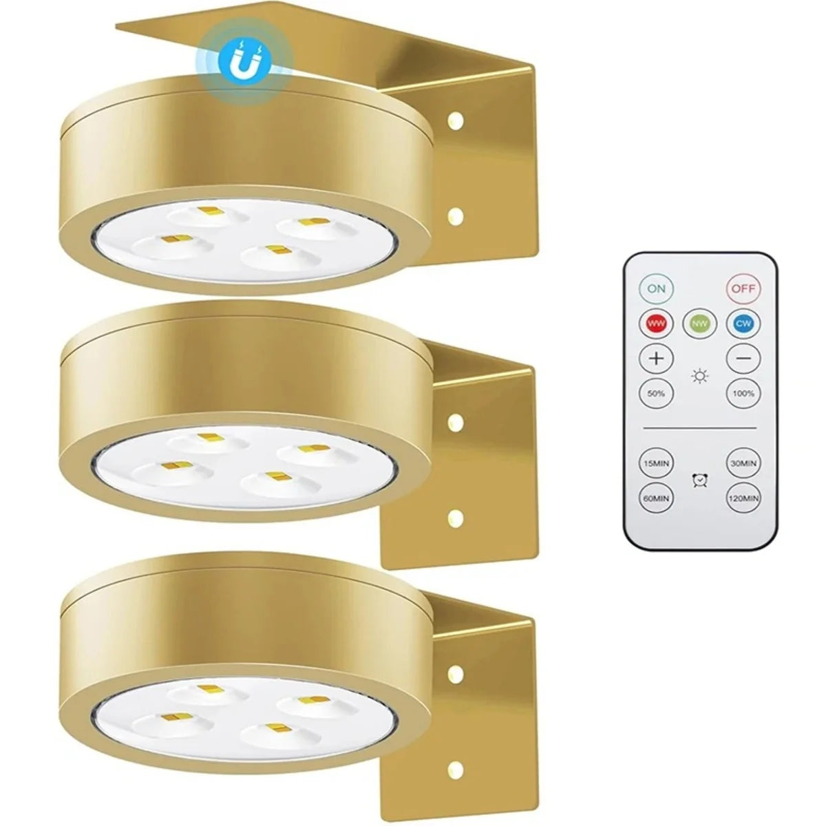 3/6PCS Magnetic LED Picture Lights with Remote Dimmable Timer & 3 Lighting Modes 3