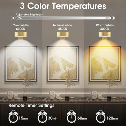 3/6PCS Magnetic LED Picture Lights with Remote Dimmable Timer & 3 Lighting Modes 4