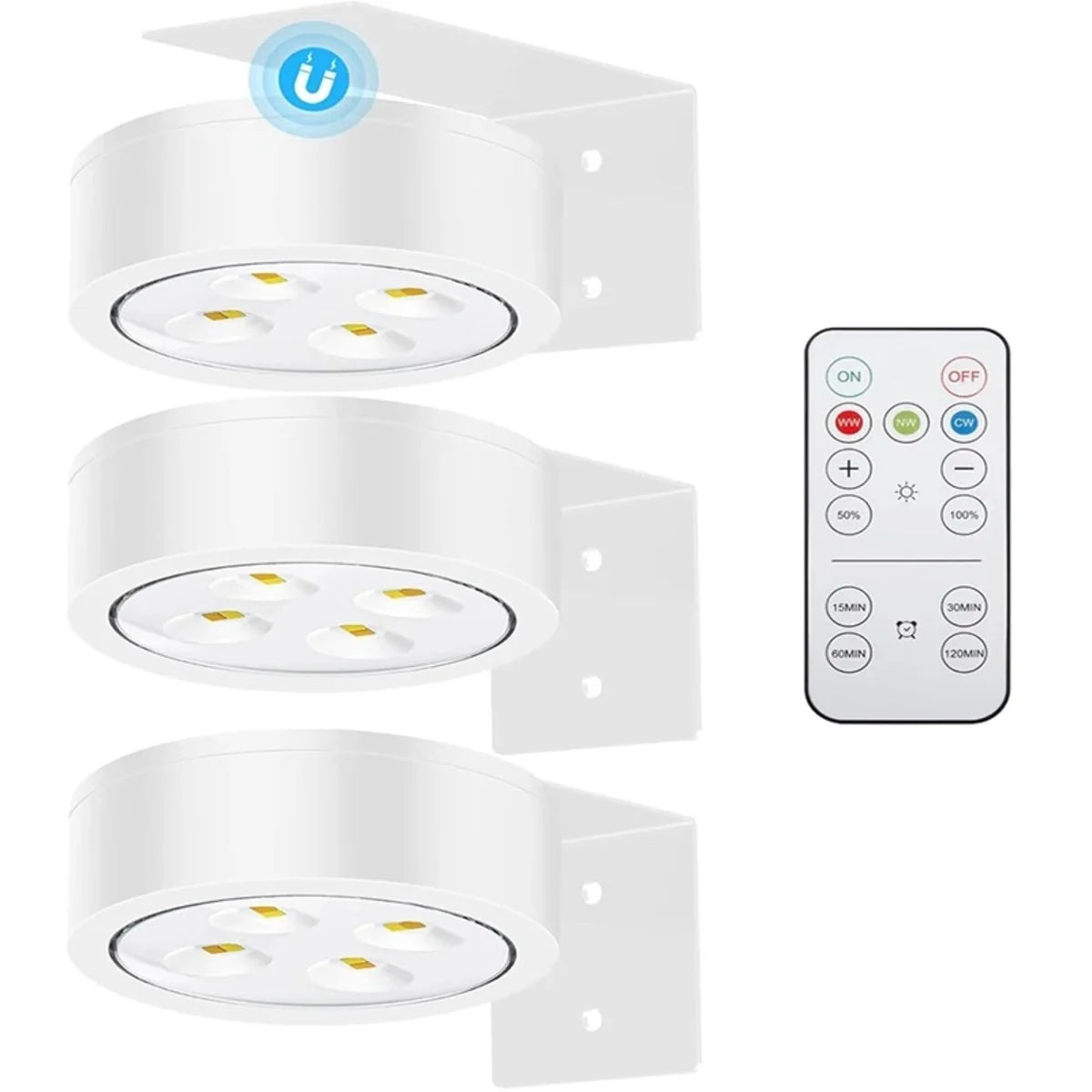 3/6PCS Magnetic LED Picture Lights with Remote Dimmable Timer & 3 Lighting Modes 6