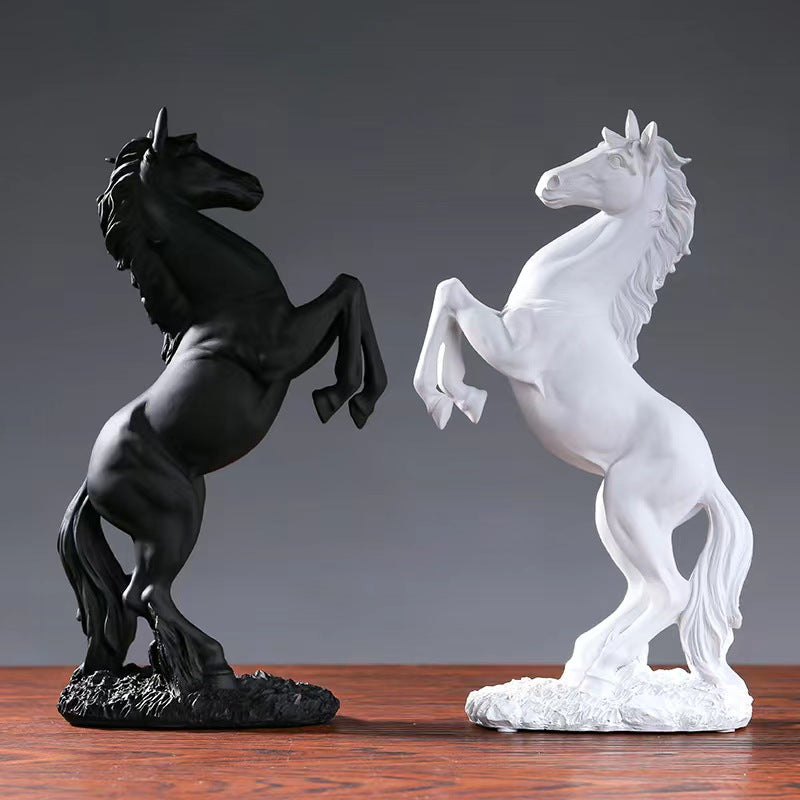 Novara White Rearing Horse Sculpture - Dynamic Equine Figurine