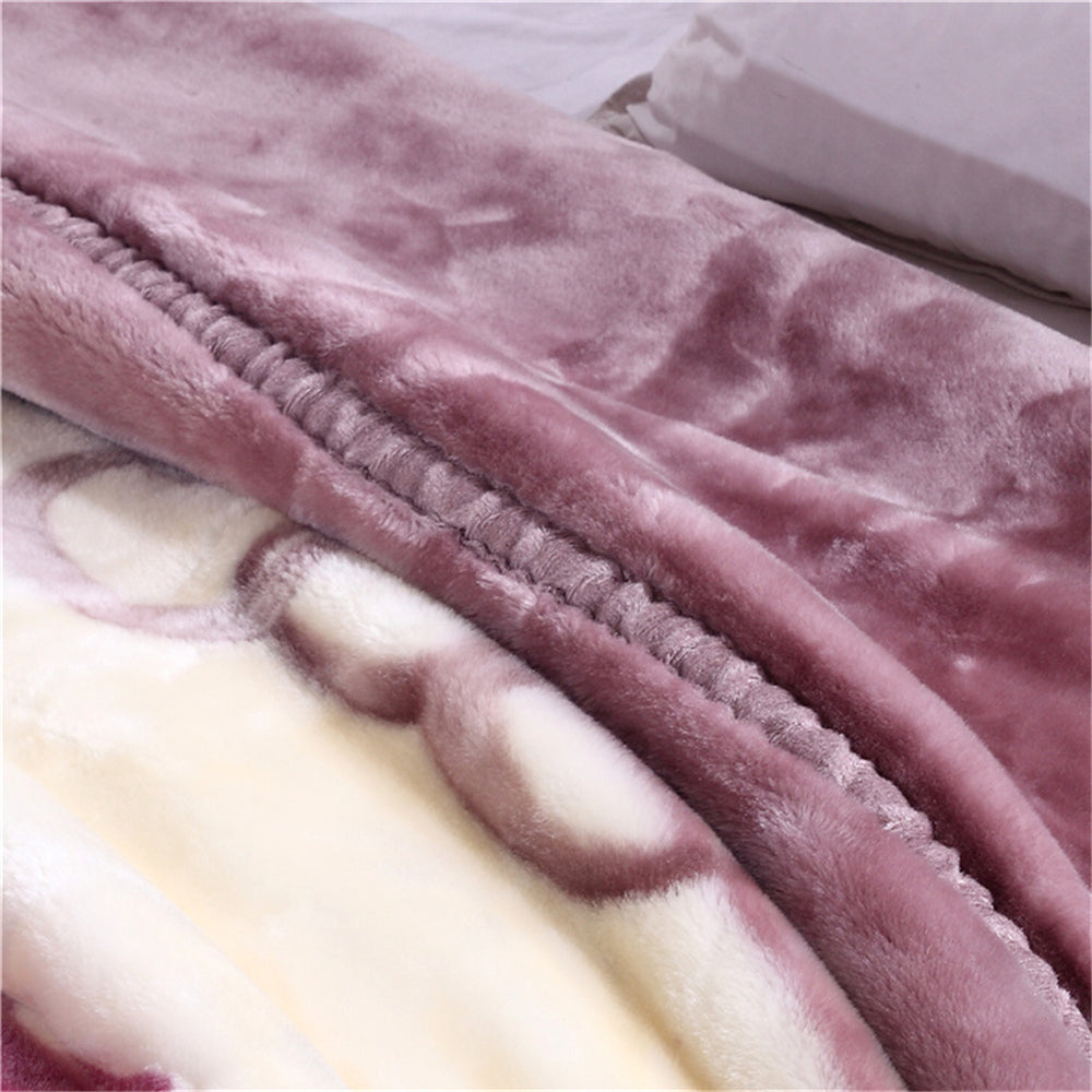 Novara Heavy Warm Fluffy Blanket King Size - Floral Mink Weighted Quilted Throw