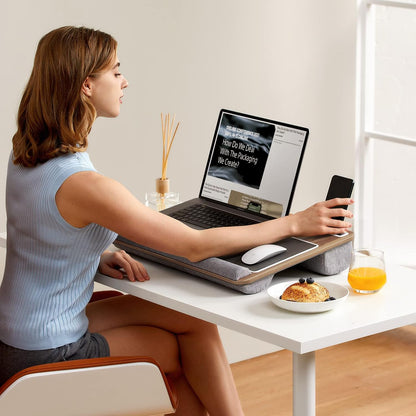 Royeva Portable Wooden Laptop Desk-Bed Tray With Mouse Pad And Wrist Rest
