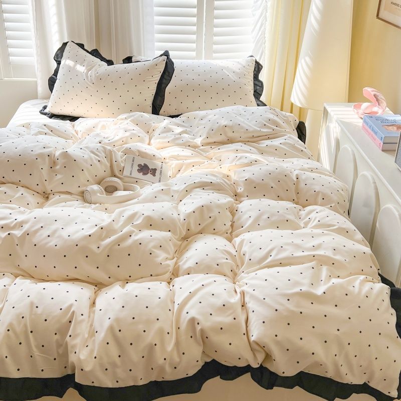 Royeva Polka Dot Duvet Cover Set With Ruffle-Edging Bedroom Decor