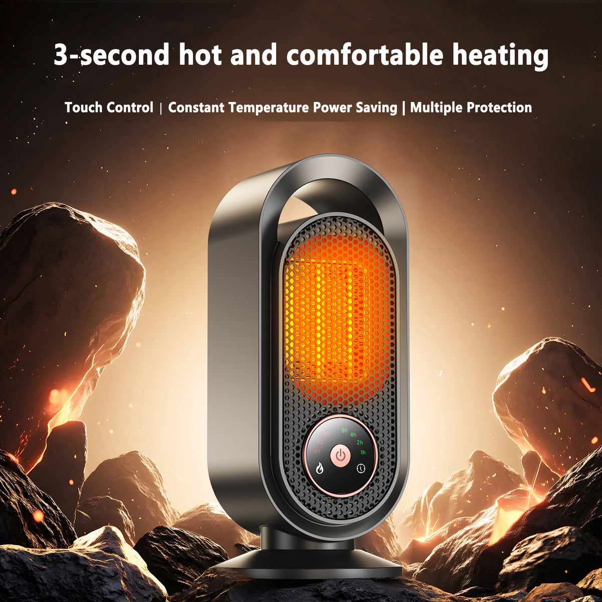 Royeva Portable Ceramic Fan Heater-1000W Touchscreen Desk Space Heater for Office