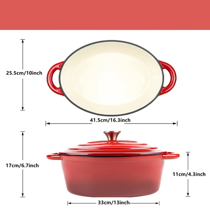 Novara Enamel Cast Iron Roasting Pan with Lid - Versatile 2-in-1 Design