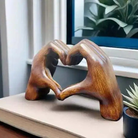 Royelle Heart Hands Sculpture-Hand Carved Love Home Decor