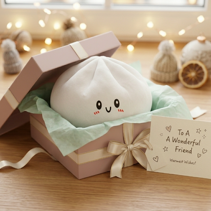 Novara Smiling Dumpling Plush Pillow-Soft Kawaii Food Stuffed Animal Toy
