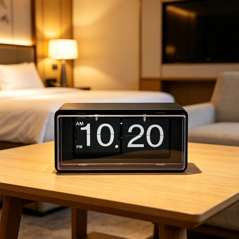 Royora Retro Automatic Flip Down Clock - Mid-Century Modern Desk & Table Timepiece