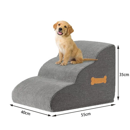 Royora 3 Step Dog Stairs for Beds and Sofas - Gray Pet Ladder for Small Dogs & Pets